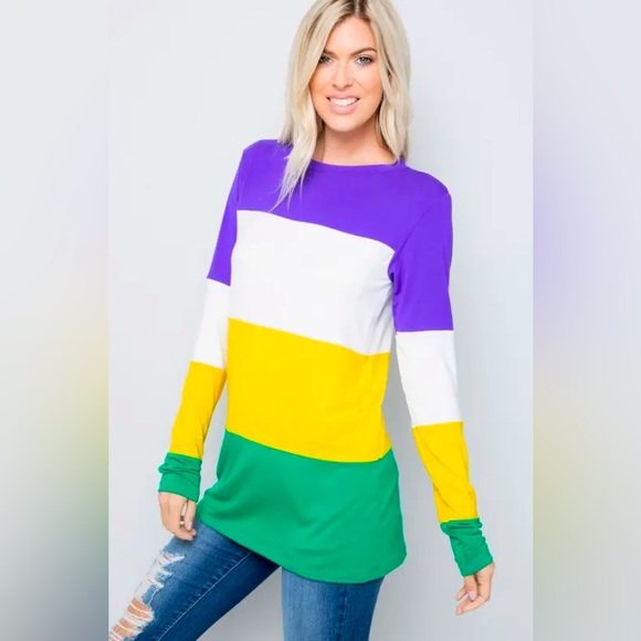 Mardi Gras Striped Tunic Top - Picture 3 of 7